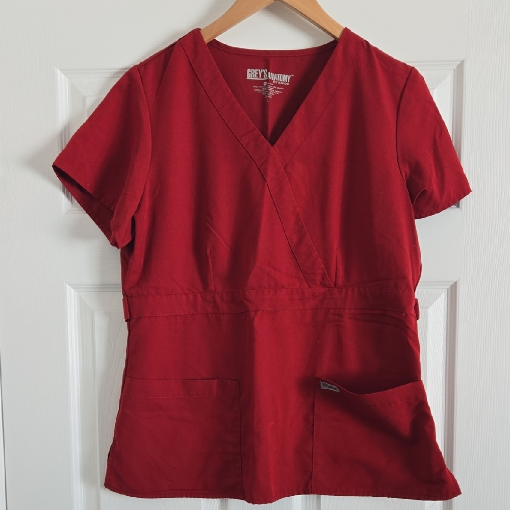 Grey's Anatomy Red Short Sleeve Scrub Top